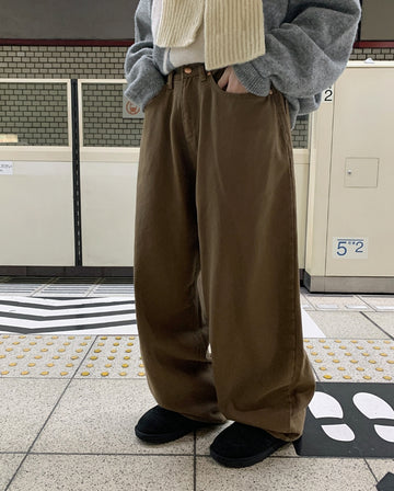 Femo back banding brushed cotton wide pants